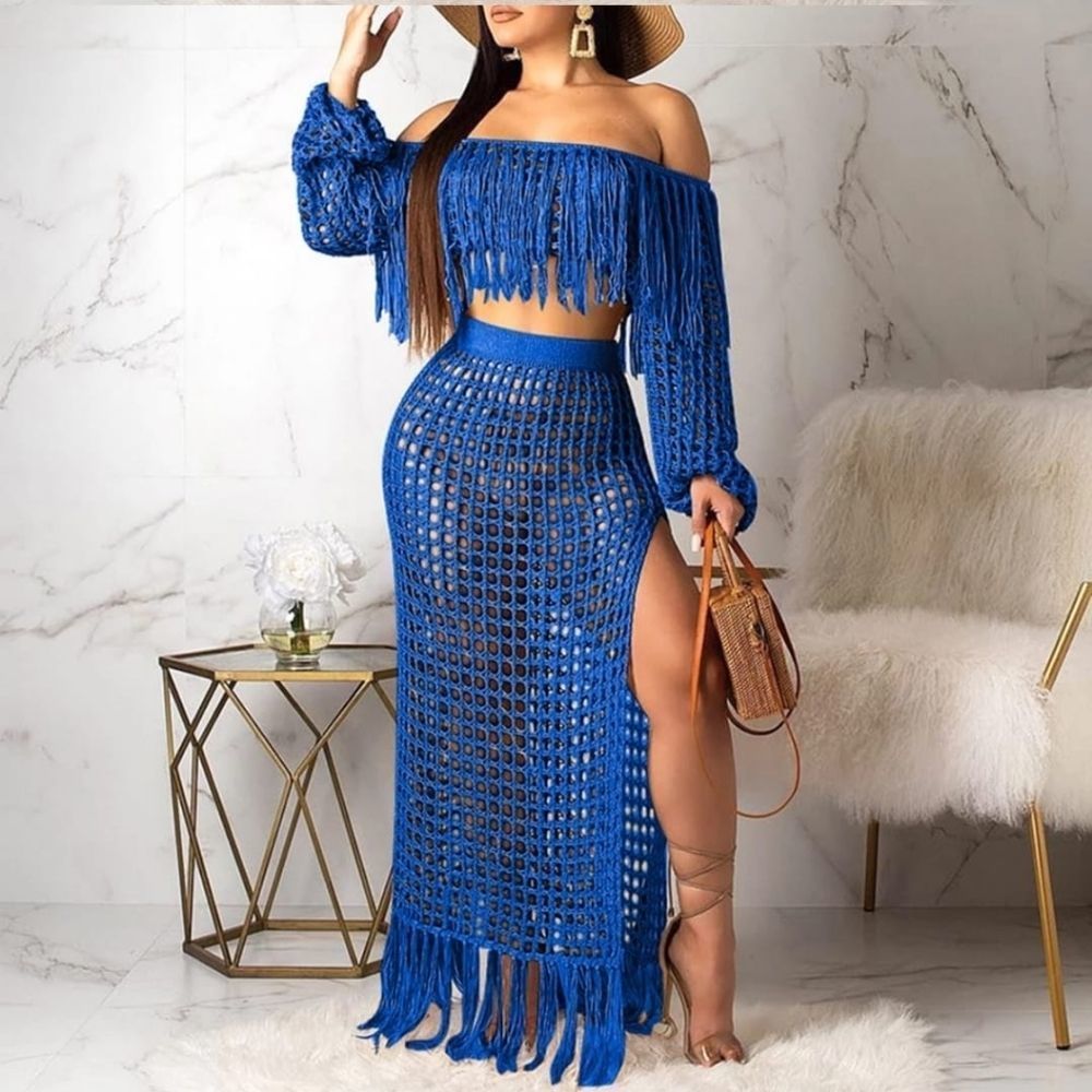WOMEN'S SEXY 2 PIECE OUTFITS SOLID COLOR OFF SHOUL